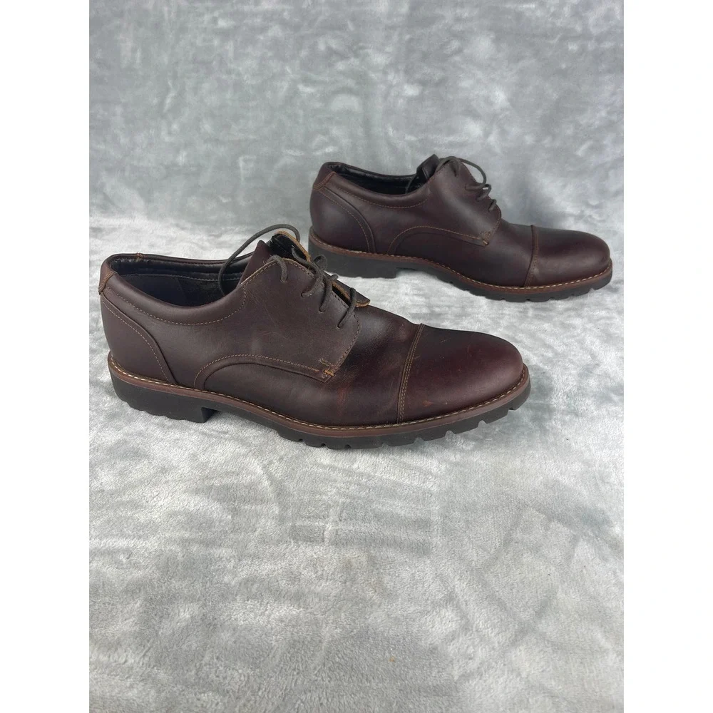 Rockport Storm Front Cap Toe Oxford Mens 12 Brown Excellent Leather CH2746